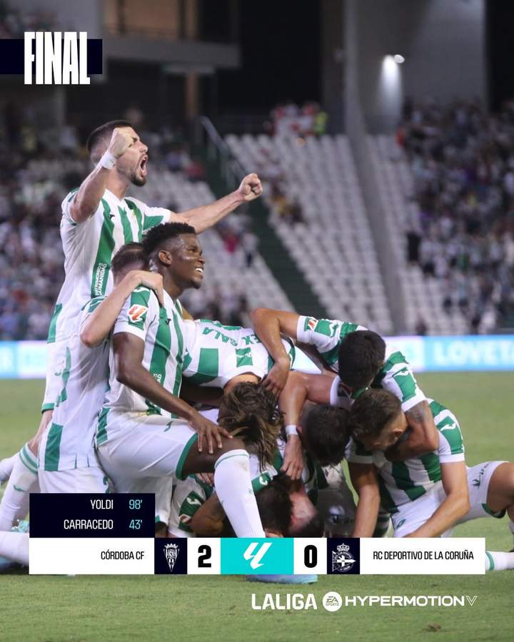 El Córdoba C.F. consigue su primera victoria de la temporada al imponerse por 2-0 al Dépor